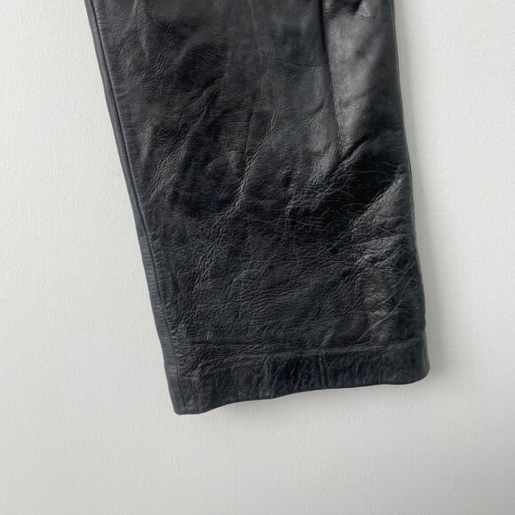 2001 Vintage Y2k Gap Black Genuine Leather Boot Cut Low Rise Pants Size 1 - Picture 11 of 11